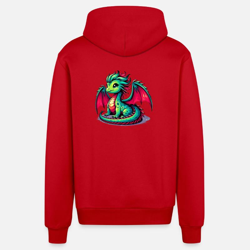 Dragon - Veste à capuche bio décontractée fabriquée en UE - rouge