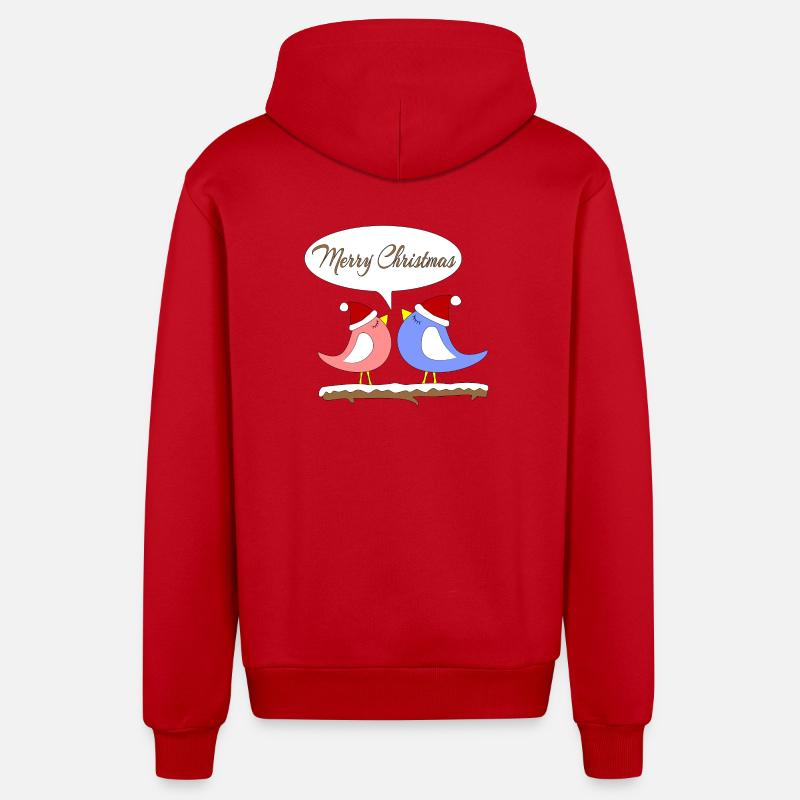 Noël avec des oiseaux amusants - Veste à capuche bio décontractée fabriquée en UE - rouge