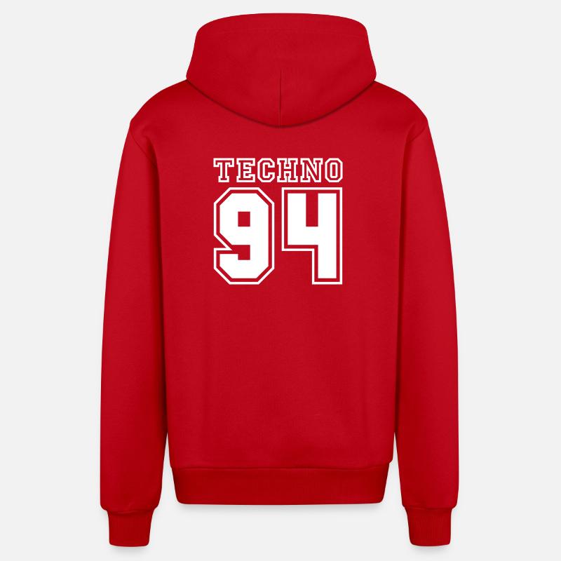 TECHNO 94 - Veste à capuche bio décontractée fabriquée en UE - rouge