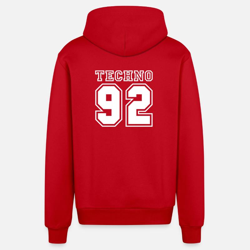 TECHNO 92 - Organic Relaxed Kapuzenjacke Made in EU - Rot