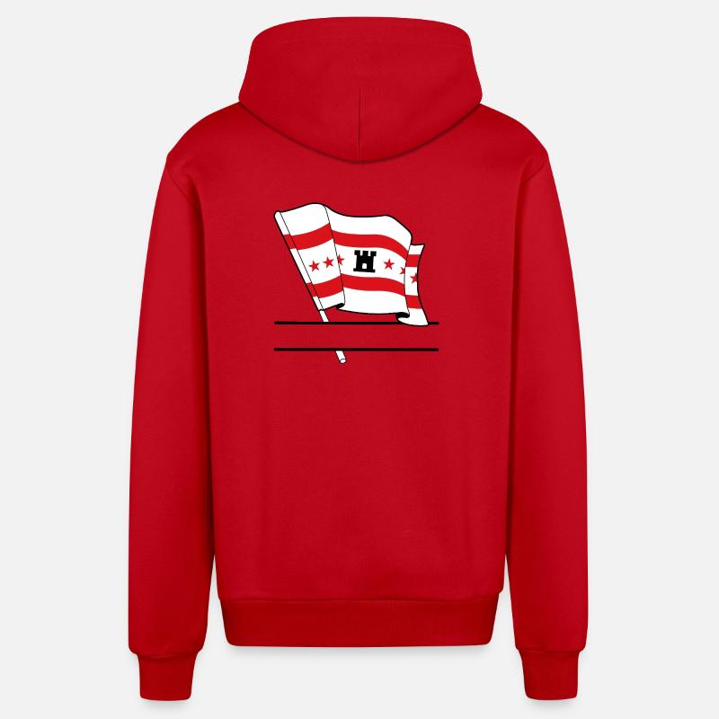 Drapeau Drenthe bannière de texte - Veste à capuche bio décontractée fabriquée en UE - rouge