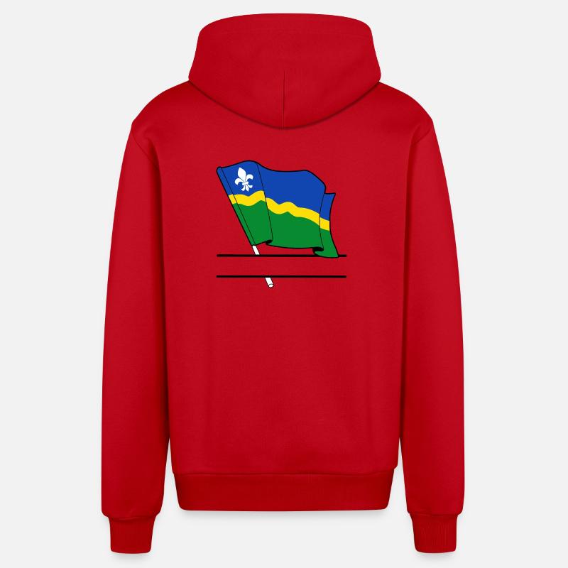 Drapeau Flevoland bannière de texte - Veste à capuche bio décontractée fabriquée en UE - rouge