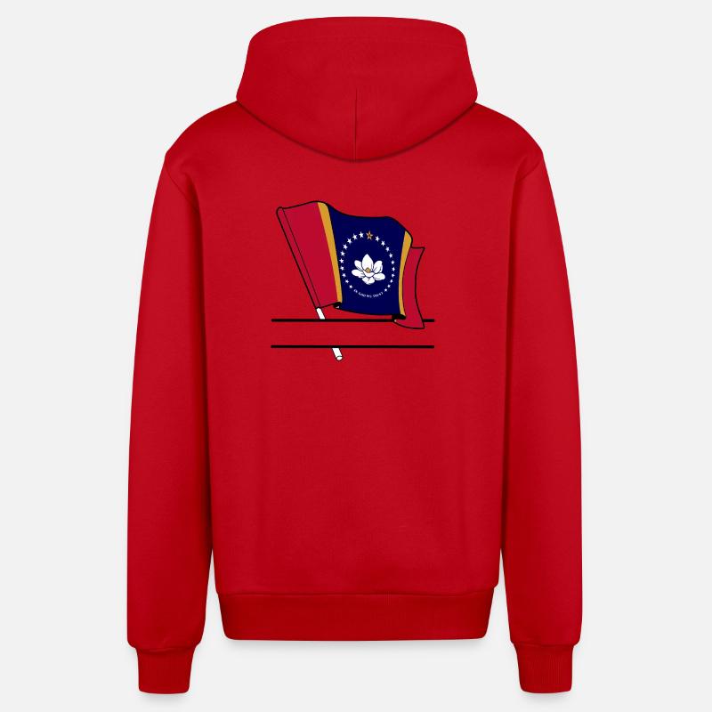 Drapeau Mississippi bannière de texte - Veste à capuche bio décontractée fabriquée en UE - rouge