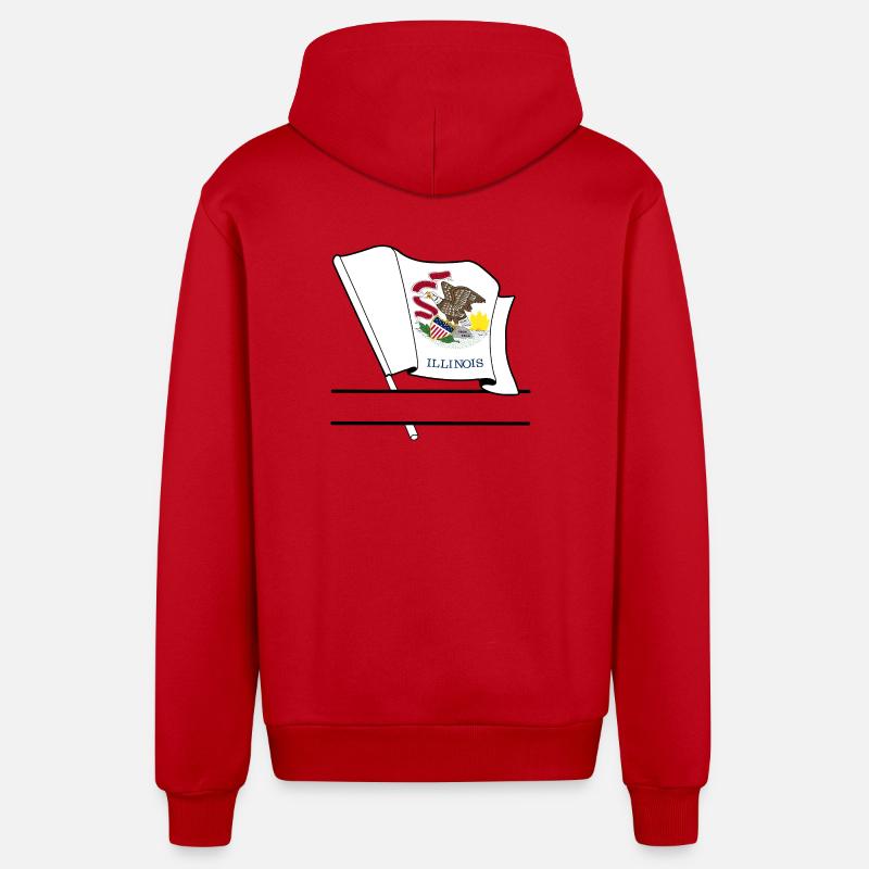 Drapeau Illinois bannière de texte - Veste à capuche bio décontractée fabriquée en UE - rouge