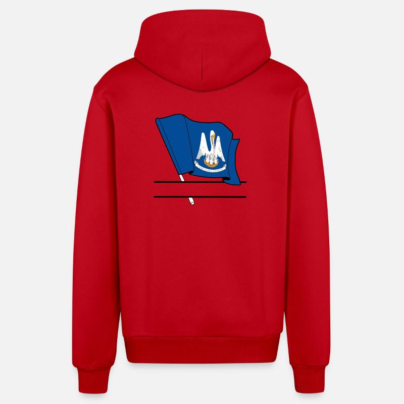 Drapeau Lousiane text banner - Veste à capuche bio décontractée fabriquée en UE - rouge