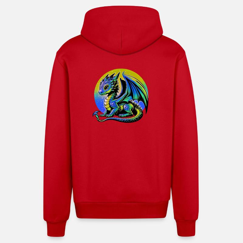 Dragon - Veste à capuche bio décontractée fabriquée en UE - rouge