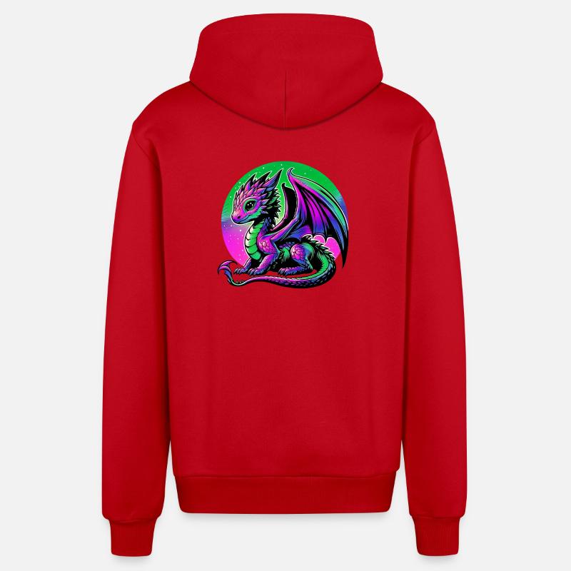 Dragon - Veste à capuche bio décontractée fabriquée en UE - rouge