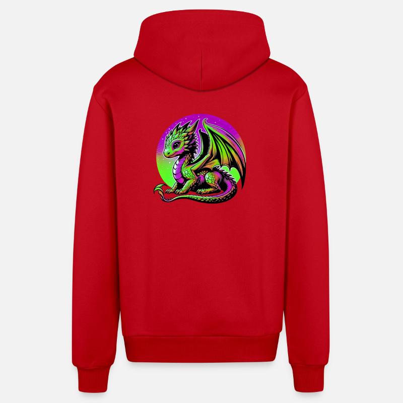 Dragon - Veste à capuche bio décontractée fabriquée en UE - rouge