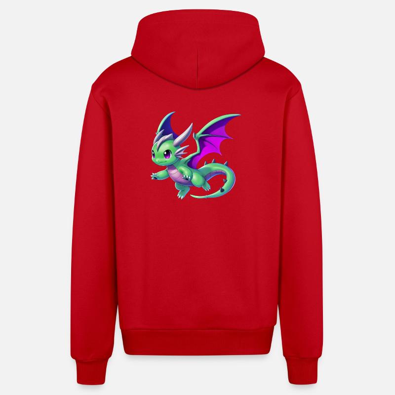 Dragon - Veste à capuche bio décontractée fabriquée en UE - rouge