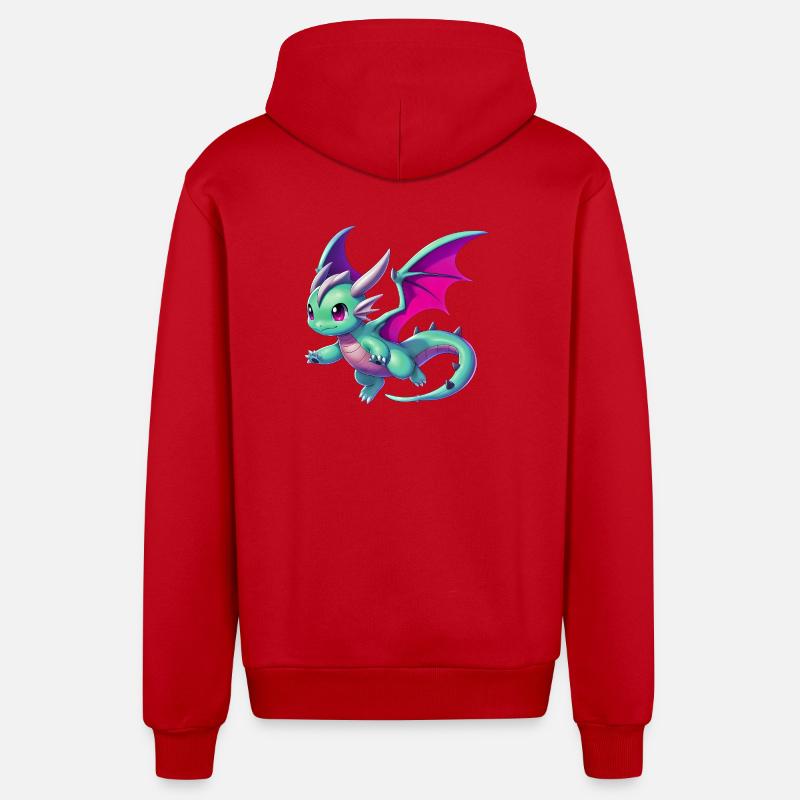 Dragon - Veste à capuche bio décontractée fabriquée en UE - rouge