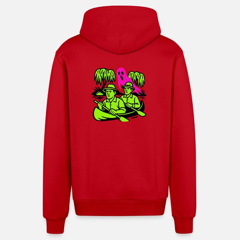 Fantôme dans la jungle - Veste à capuche bio décontractée fabriquée en UE - rouge