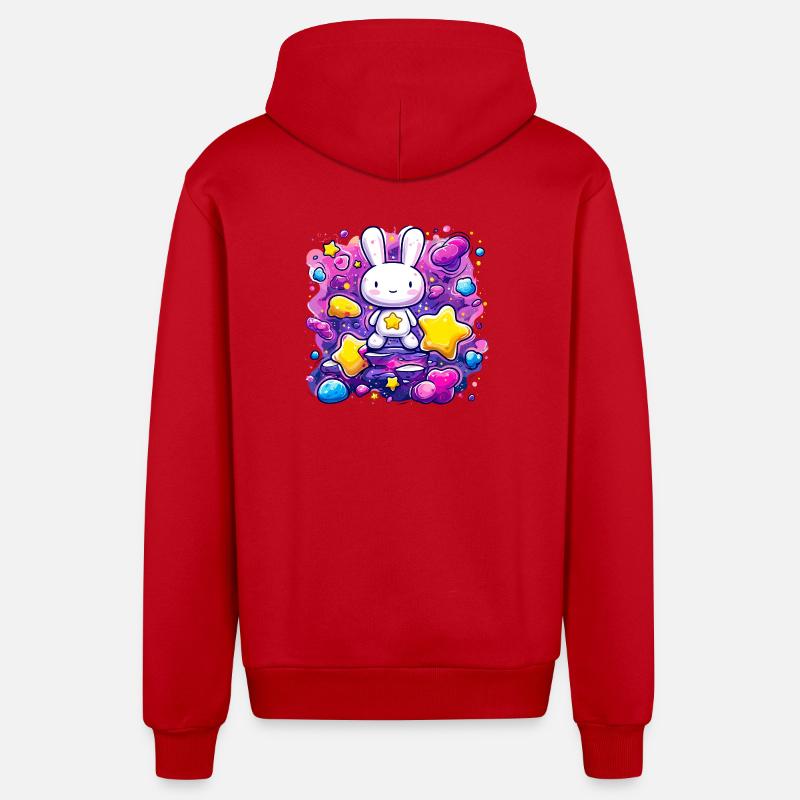 Lapin Étoile de l’Espace - Veste à capuche bio décontractée fabriquée en UE - rouge