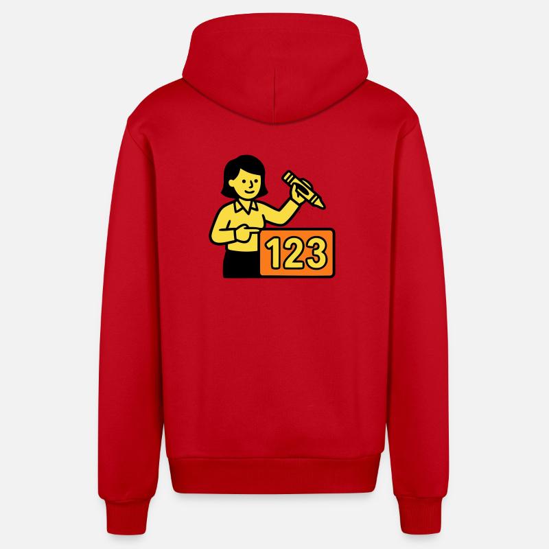 Lehrerin Mathe 123 Schule - Organic Relaxed Kapuzenjacke Made in EU - Rot