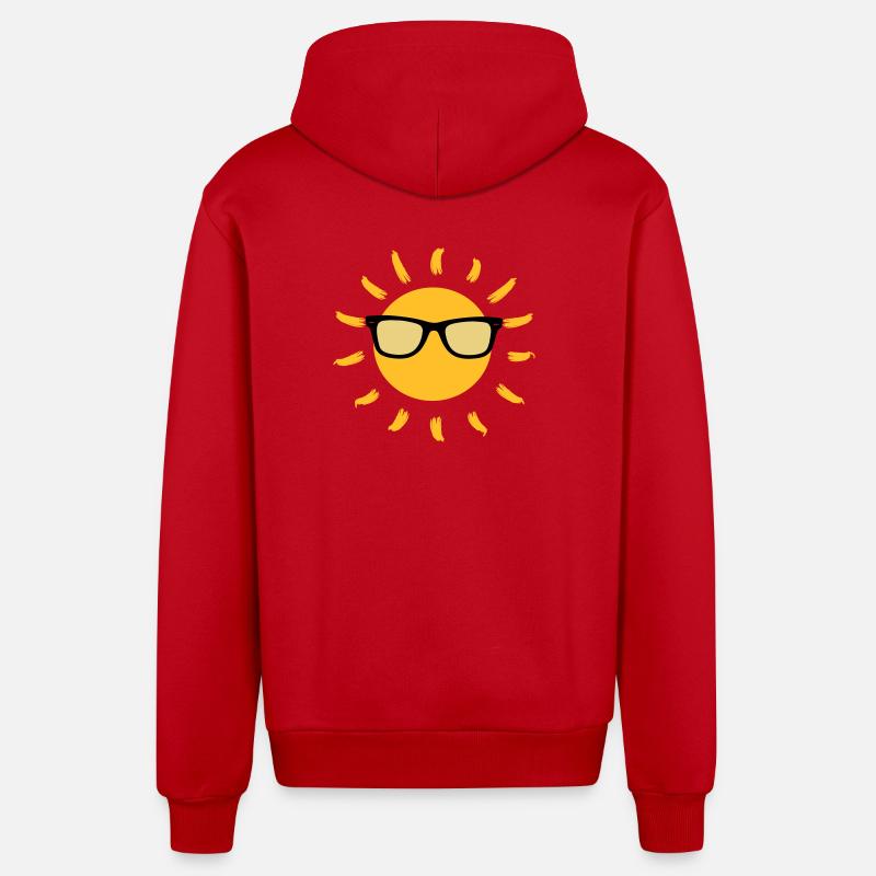 été / vacances / plage / soleil / mer - Veste à capuche bio décontractée fabriquée en UE - rouge