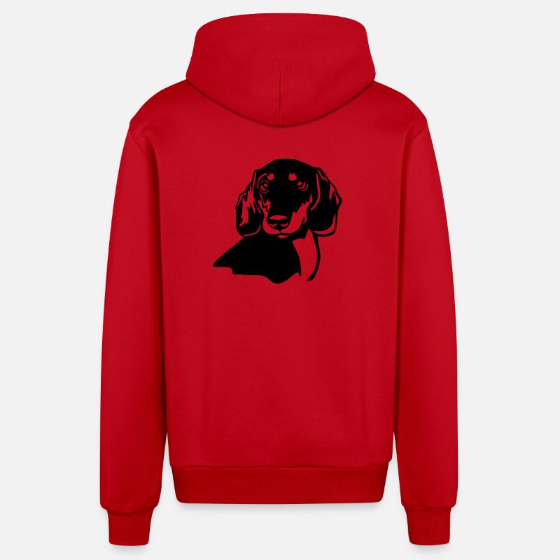 Tête de teckel - Veste à capuche bio décontractée fabriquée en UE - rouge