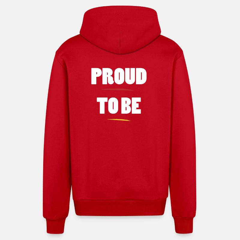 Fier d’être ego citation - Veste à capuche bio décontractée fabriquée en UE - rouge
