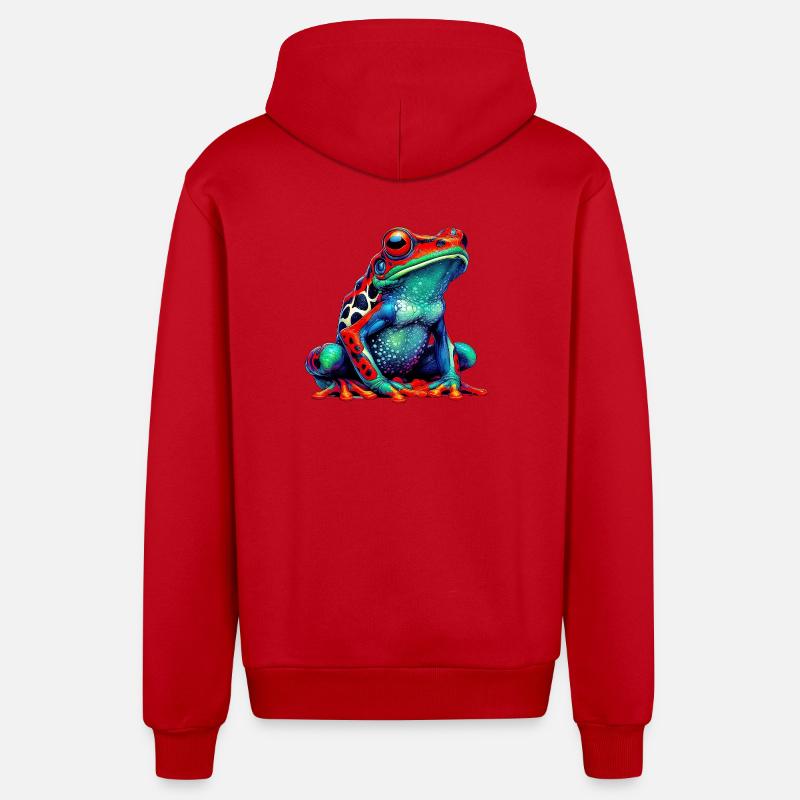 Grenouille - Veste à capuche bio décontractée fabriquée en UE - rouge