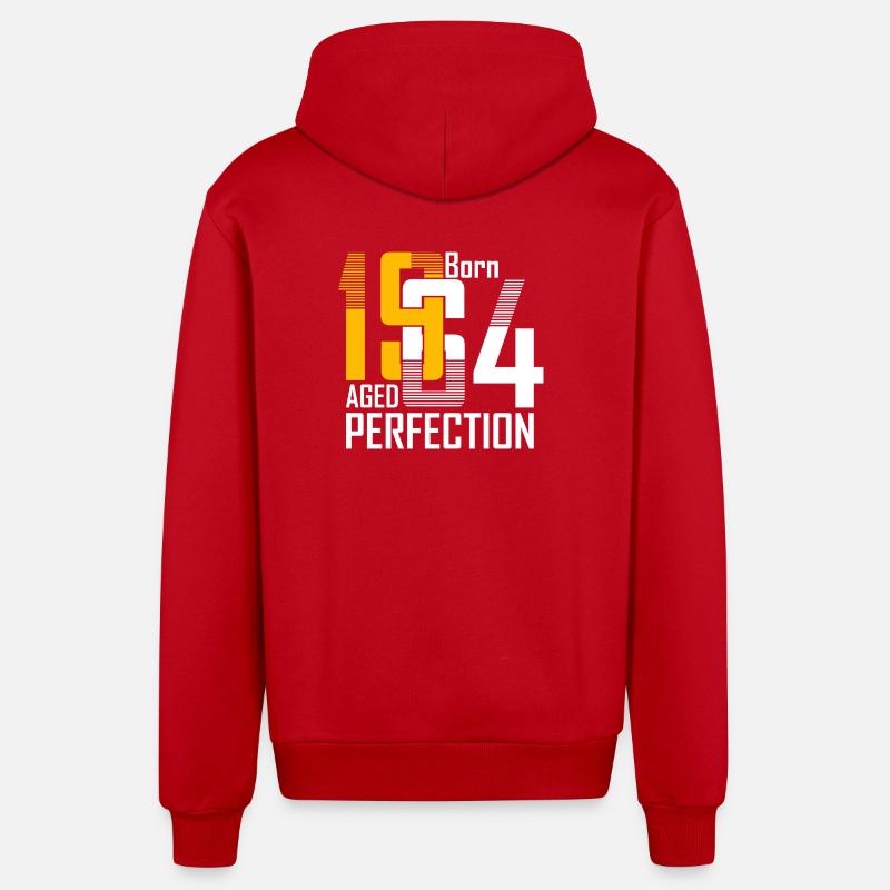 Né en 1954 Âge Perfection - Veste à capuche bio décontractée fabriquée en UE - rouge