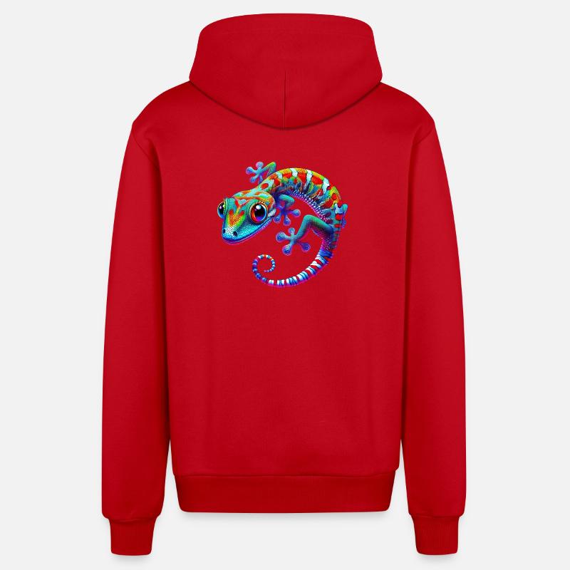 Gecko - Veste à capuche bio décontractée fabriquée en UE - rouge