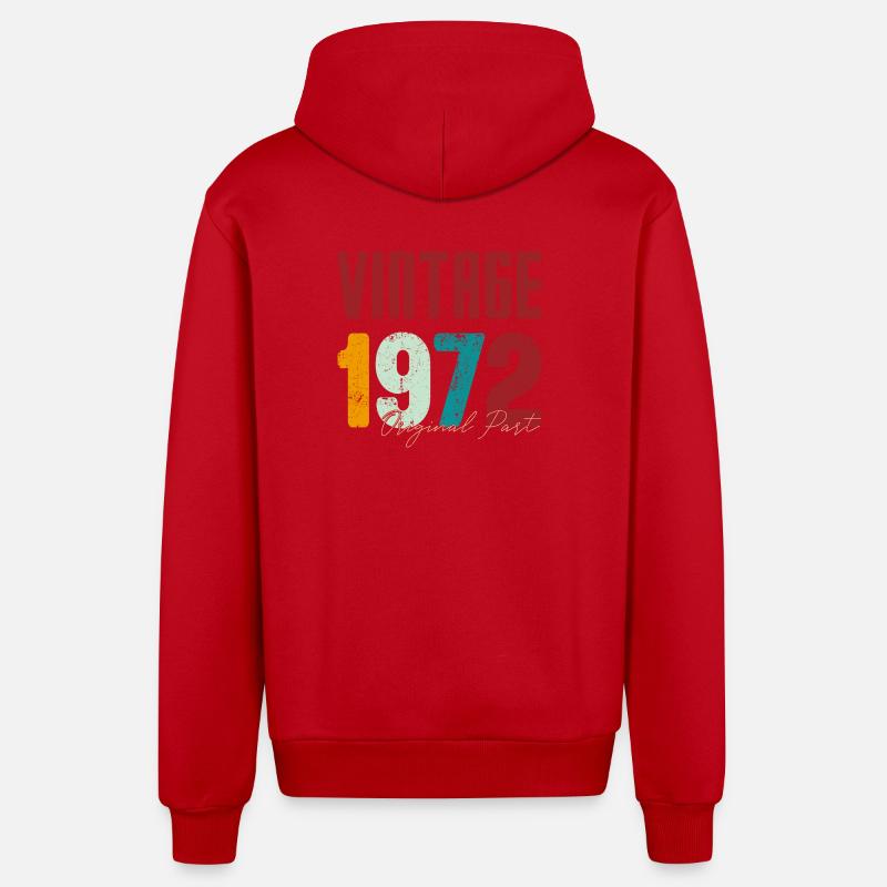 Millésime 1972 Partie originale - Veste à capuche bio décontractée fabriquée en UE - rouge