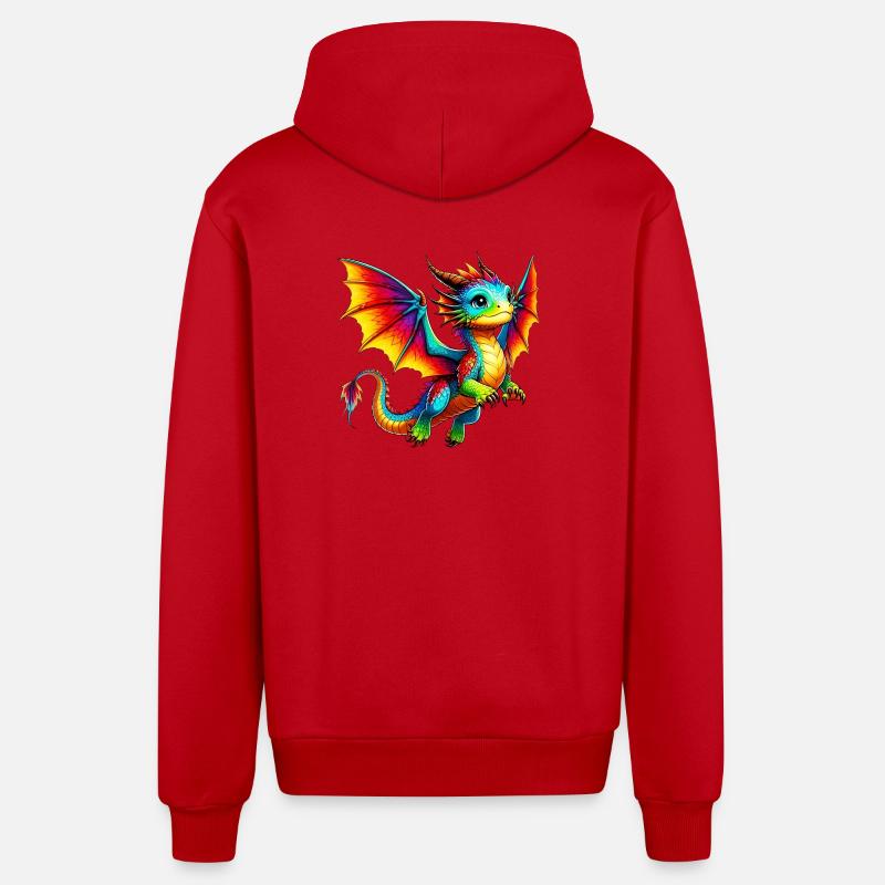 Dragon - Veste à capuche bio décontractée fabriquée en UE - rouge