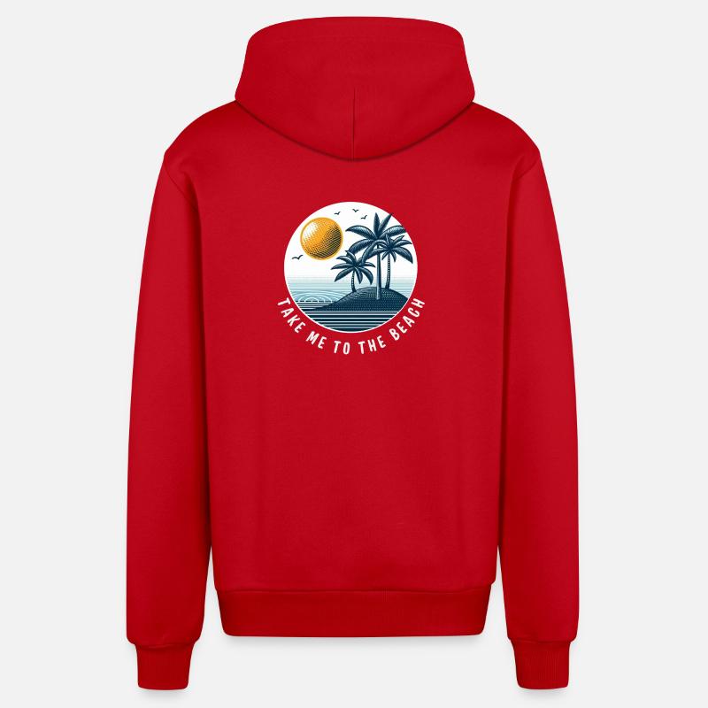 Emmenez-moi à la plage - Veste à capuche bio décontractée fabriquée en UE - rouge