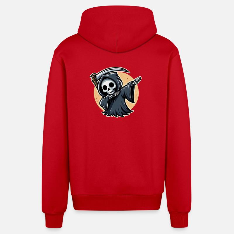 Dabbing Grim Reaper Motif effrayant - Veste à capuche bio décontractée fabriquée en UE - rouge