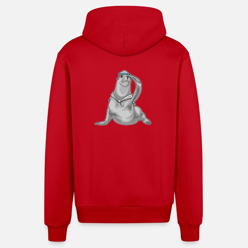 Chapeau de marin phoque - Veste à capuche bio décontractée fabriquée en UE - rouge