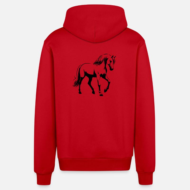 Cheval Arabe - Veste à capuche bio décontractée fabriquée en UE - rouge