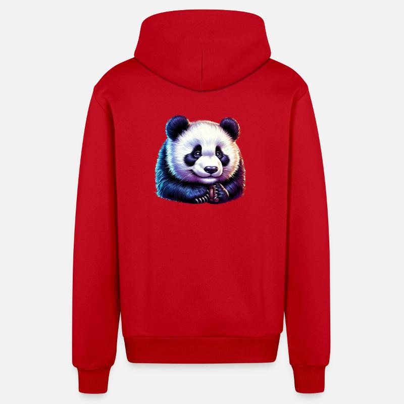 Panda - Veste à capuche bio décontractée fabriquée en UE - rouge