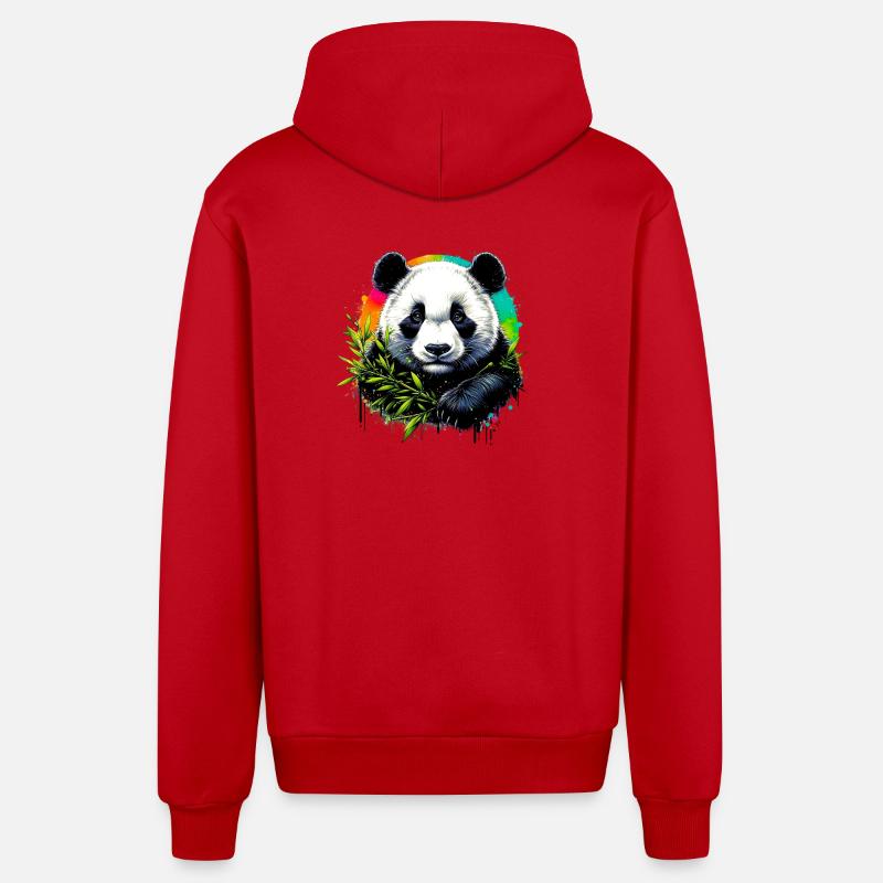 Panda - Veste à capuche bio décontractée fabriquée en UE - rouge