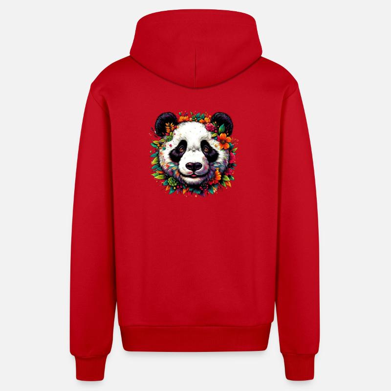 Panda - Veste à capuche bio décontractée fabriquée en UE - rouge