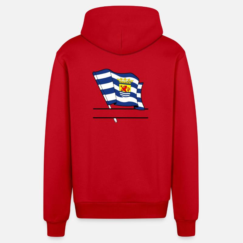 Bannière de texte Flag Zeeland - Veste à capuche bio décontractée fabriquée en UE - rouge