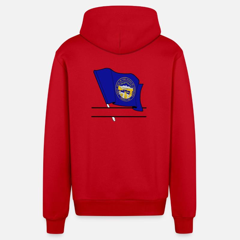 Drapeau Nebraska bannière de texte - Veste à capuche bio décontractée fabriquée en UE - rouge