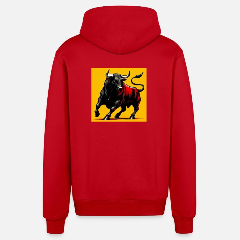 bull - Organic Relaxed Hooded Jacket Made in EU - red