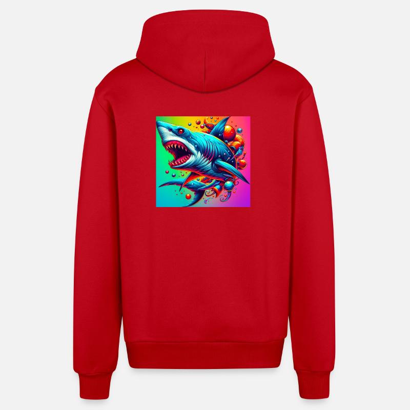 Requin - Veste à capuche bio décontractée fabriquée en UE - rouge