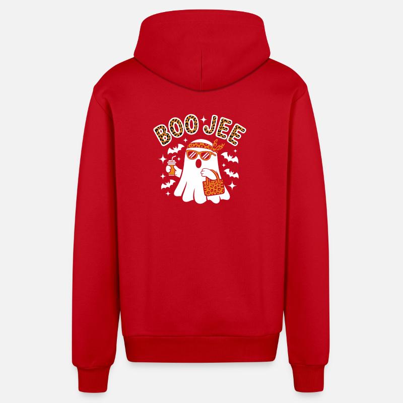 Fantôme léopard Halloween chic - Veste à capuche bio décontractée fabriquée en UE - rouge