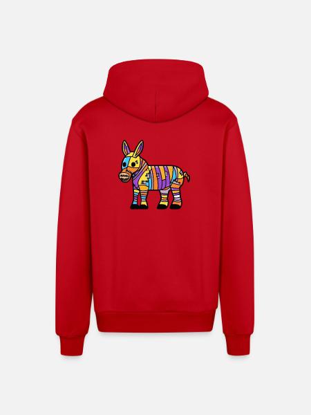 Donkey Halloween Zombie - Organic Relaxed Hooded Jacket Made in EU - red