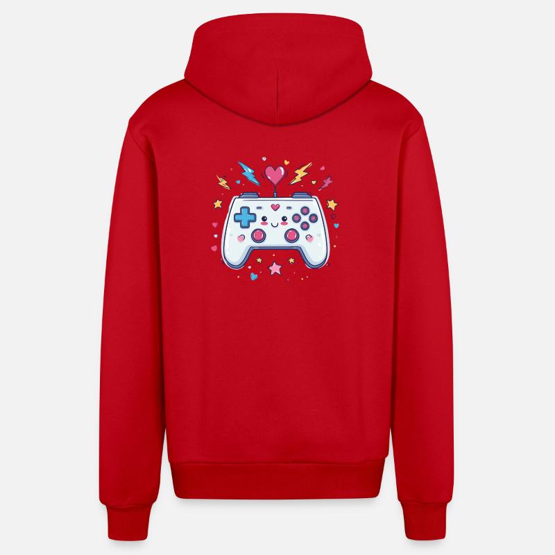 Heart Controller Doodle Pixel Pop - Veste à capuche bio décontractée fabriquée en UE - rouge