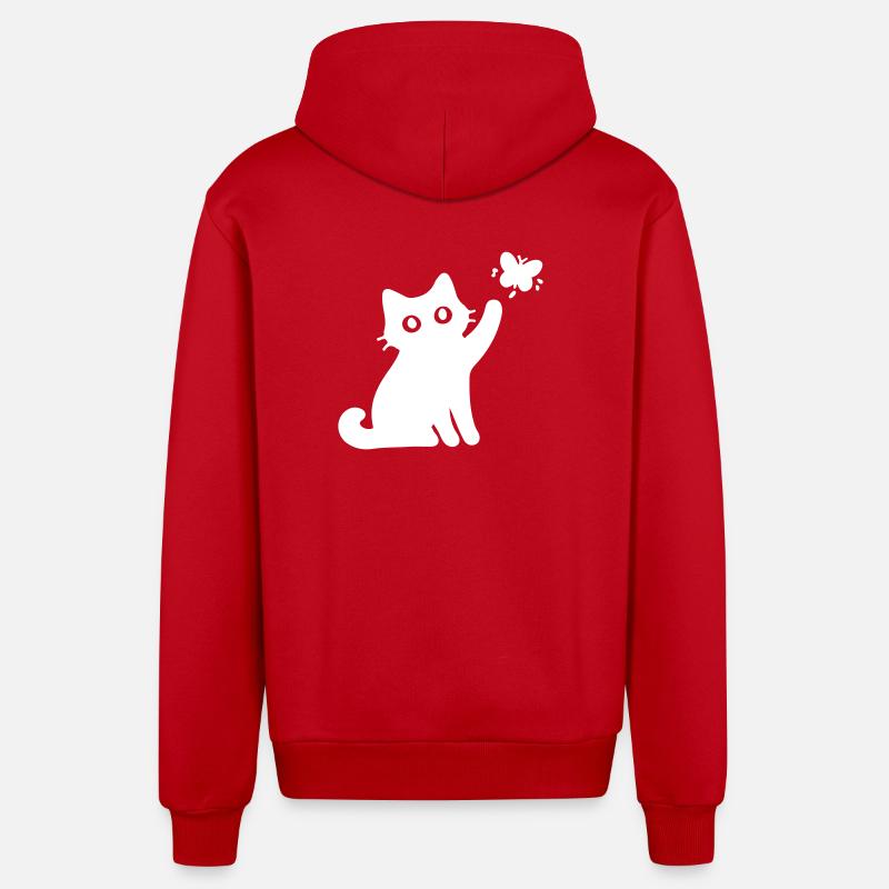 Chat mignon - Veste à capuche bio décontractée fabriquée en UE - rouge