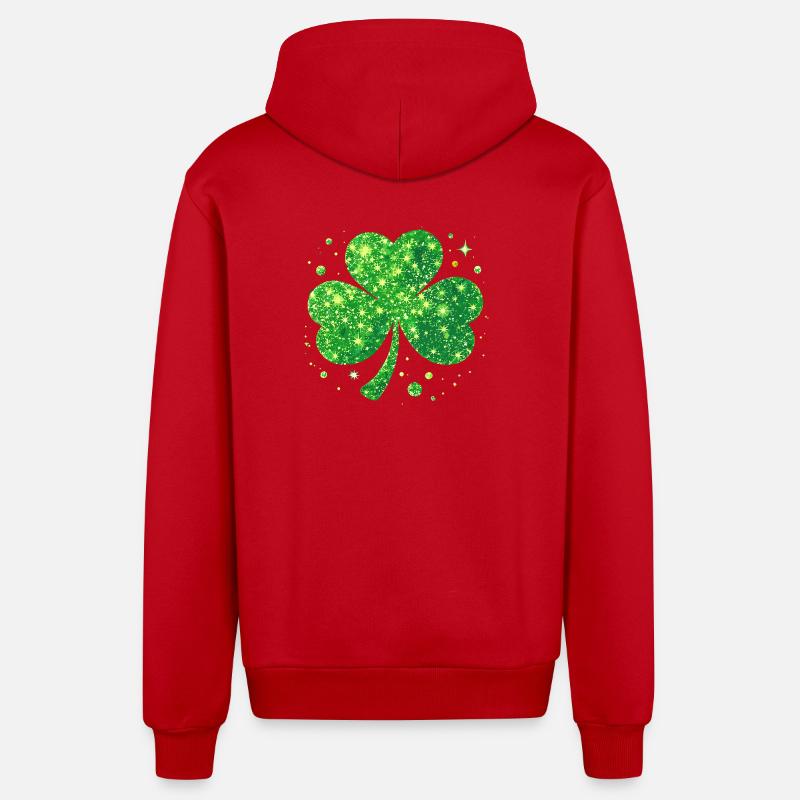 Fête de la Saint-Patrick Trèfle Lucky - Veste à capuche bio décontractée fabriquée en UE - rouge