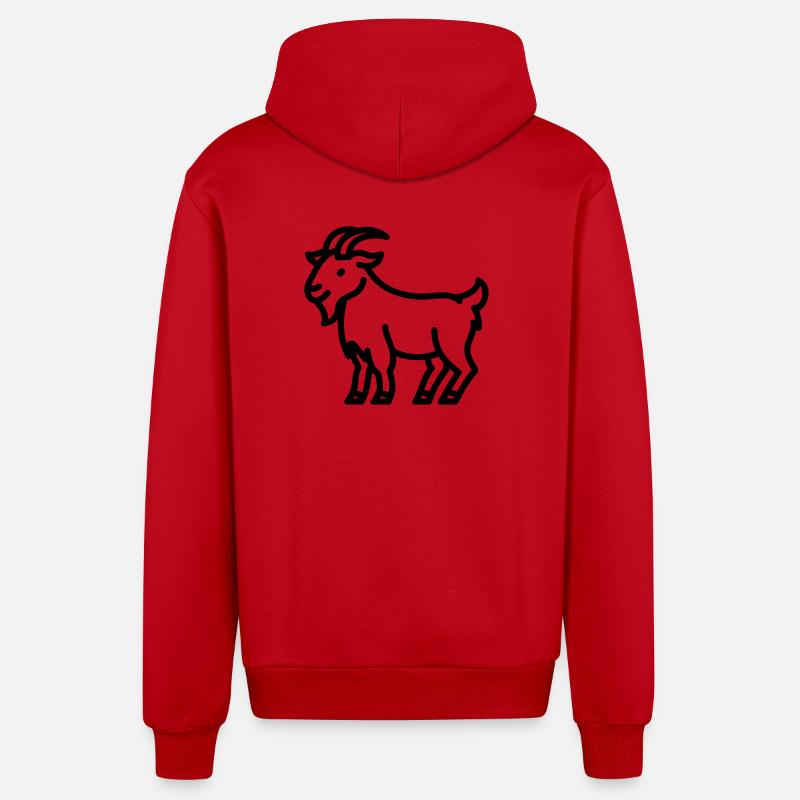 chèvre - Veste à capuche bio décontractée fabriquée en UE - rouge