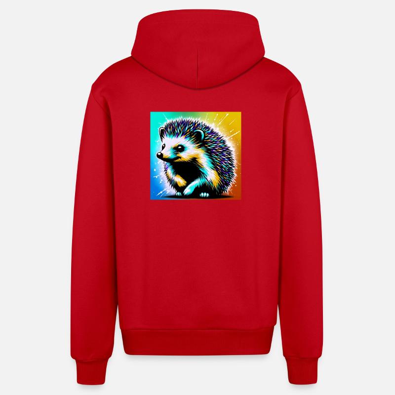 hérisson - Veste à capuche bio décontractée fabriquée en UE - rouge