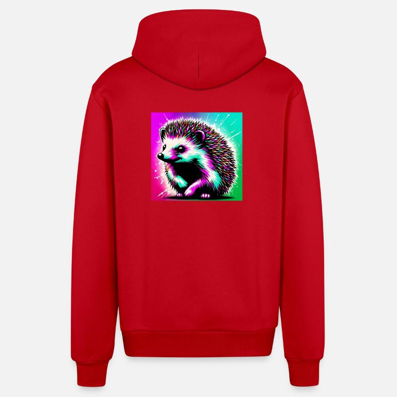 hérisson - Veste à capuche bio décontractée fabriquée en UE - rouge