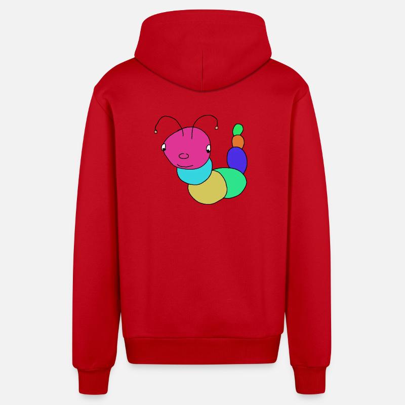 Chenilles, chenilles, bébés chenilles - Veste à capuche bio décontractée fabriquée en UE - rouge