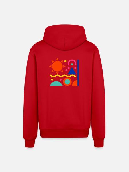 Bunte Formen - Organic Relaxed Kapuzenjacke Made in EU - Rot