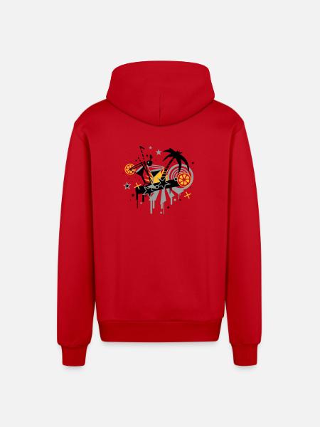 cocktail_bar - Organic Relaxed Hooded Jacket Made in EU - red