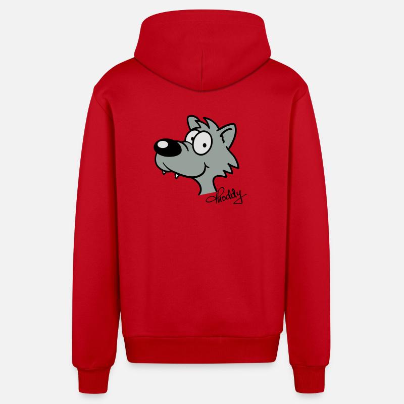 Wolf beflockbar - Organic Relaxed Kapuzenjacke Made in EU - Rot