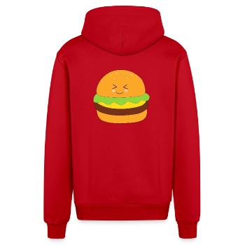 Burger, fast food, essen, kochen - Organic Relaxed Kapuzenjacke Made in EU - Rot - Hinten