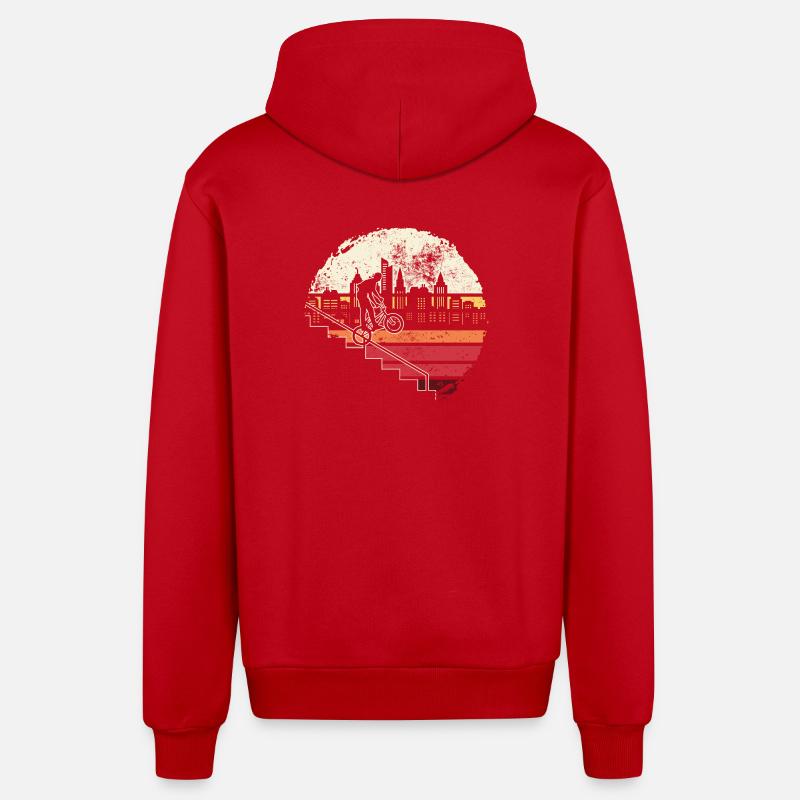 Urban Skyline Einrad Glow - Organic Relaxed Kapuzenjacke Made in EU - Rot